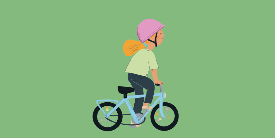 Illustration på barn som cyklar.
